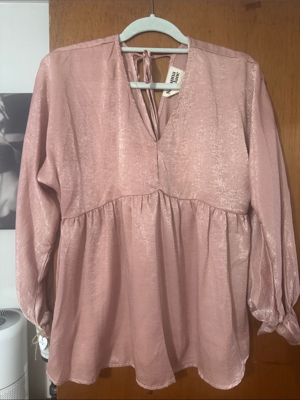 Rose Pink Shimmer Peplum Blouse